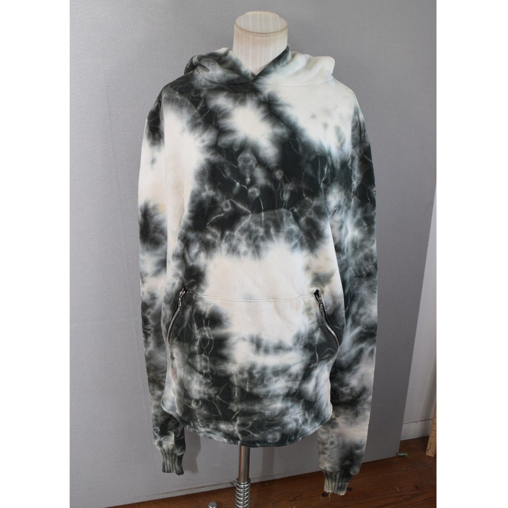 Amiri Hoodie Medium Green White Tie Dye Cotton Zip Pocket Men Streetwear FLAWS